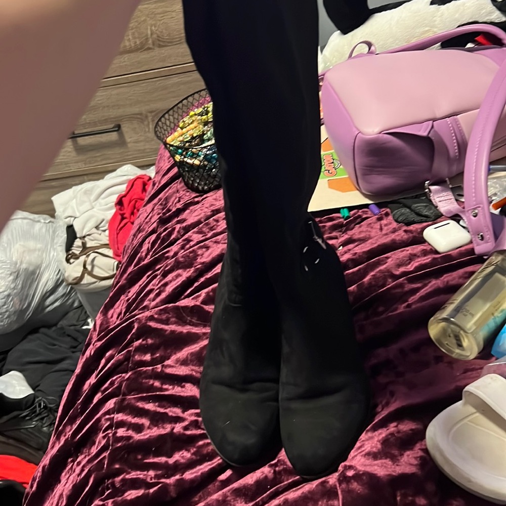 knee high healed boots